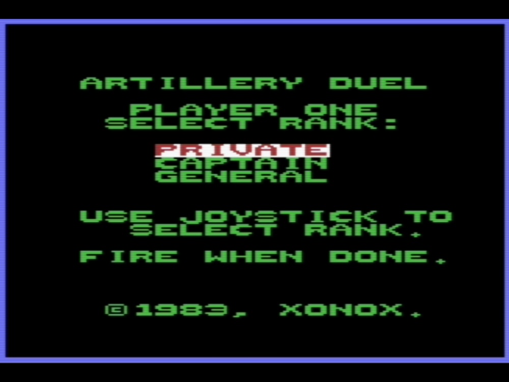 Title Screen of Artillery Duel for Commodore 64
